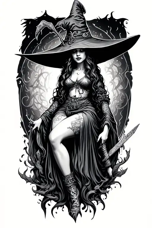 Pin Up Witch Baba Yaga Full Body