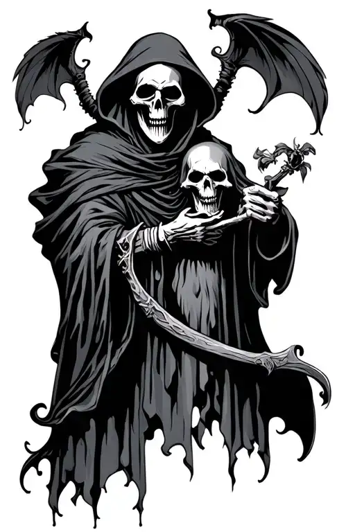 Grim Reaper Holding Sycthe In One Hand