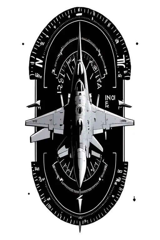 Fighter Jet F 35 Flying And Compass Surrounded