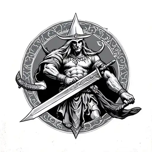 Libra Warrior Wielding A Sword