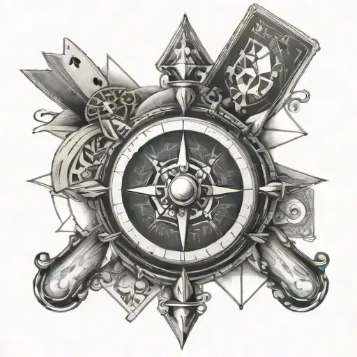 Compass With Roulette Wheel And Cards