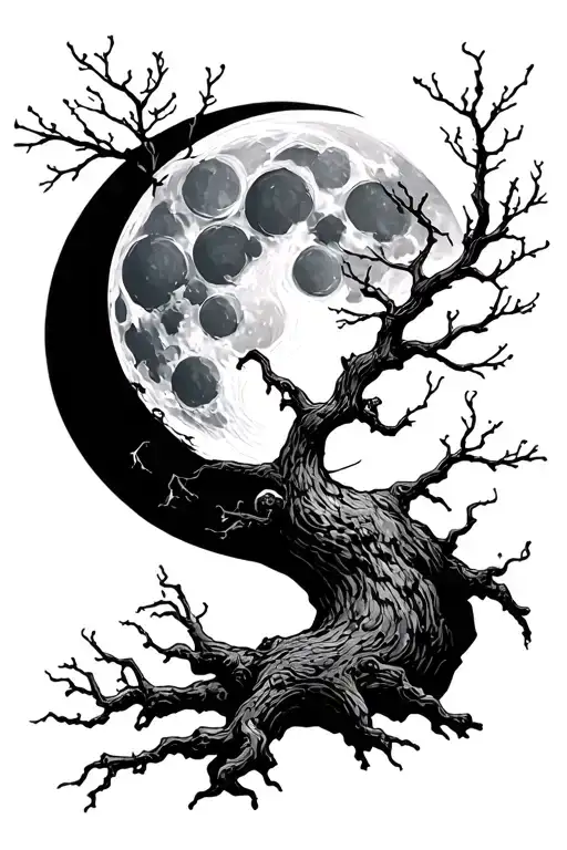 Moon And Tree Branches