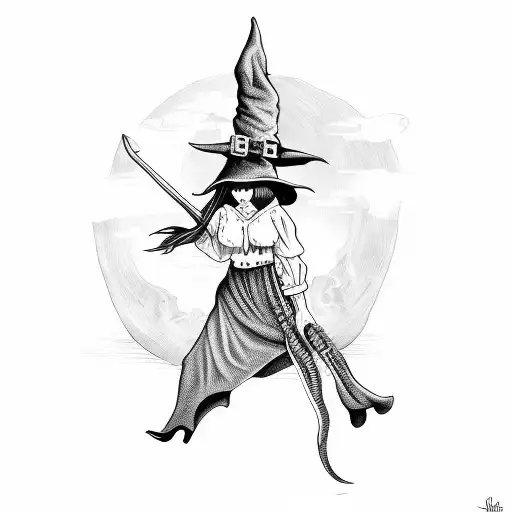 Witch On A Broom Upsidedown