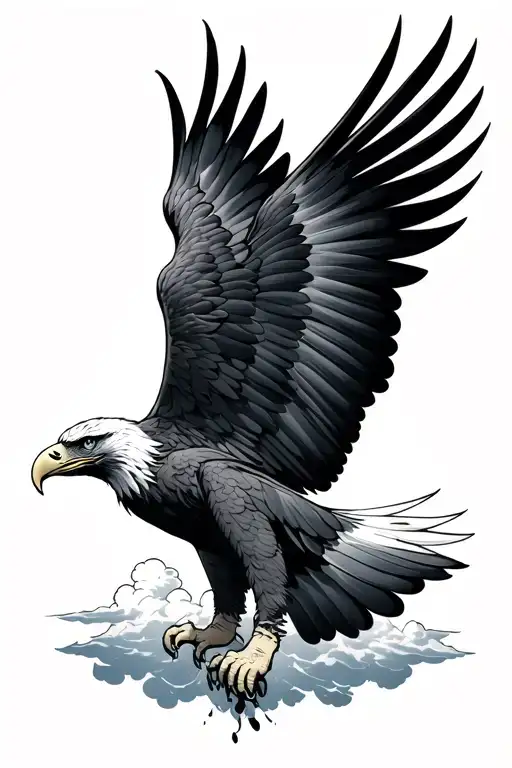 Eagle Feet Falling Out Of The Sky With Clouds Surrounding