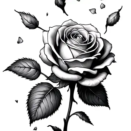 Rose With Petals Falling