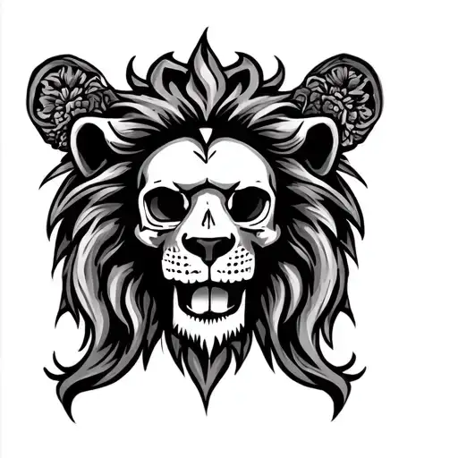 A Lion With The Design Of The Calavera Skull