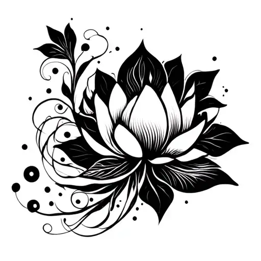 Lotus Dots Swirly Design Curvy Vine Wrapping Full Sleeve Forearm