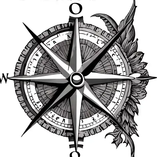 Compass Rose With The Letters D O J E