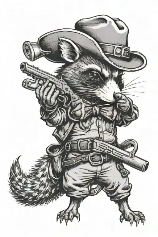 Cowboy Opposum Holding Gun