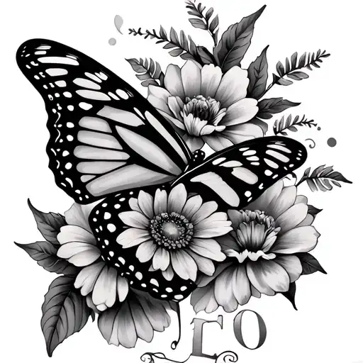 Butterfly With Flowers And The Word Leo In The Design