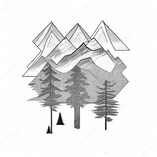 Audi Car Engine Made Of Wood Tools With Mountain Silhouettes In The Background