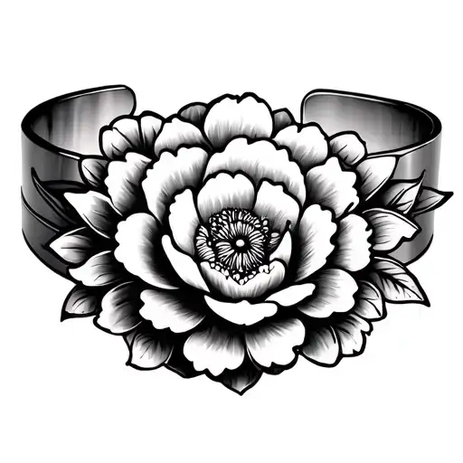 Mandala Et Pivoine Bracelet Tattoo Design