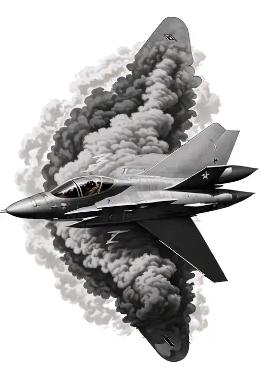 Fighter Jet F 35 Flying And Compass With Trail Of Smoke