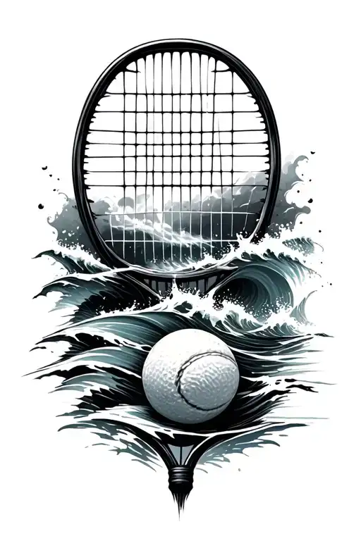 The Ocean Waves Combine Tennis Racket Tennis Ball
