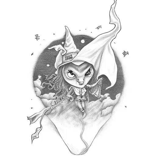 Witch On A Broom Upsidedown