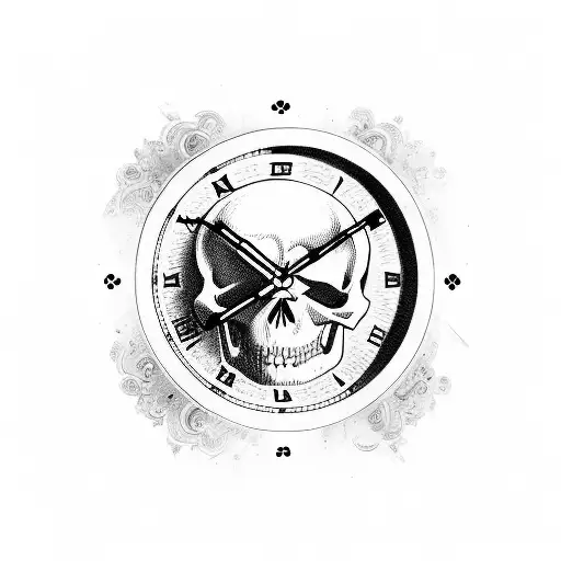 A Clock With A Skull And Heart
