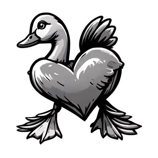 Heart Cartoon Goose Sitting