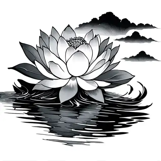 Lotus Floating Down A River Ukiyo-e