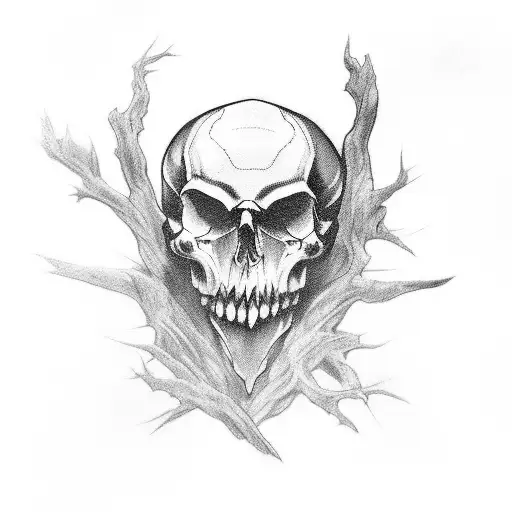 Witch With Raven And Skulls