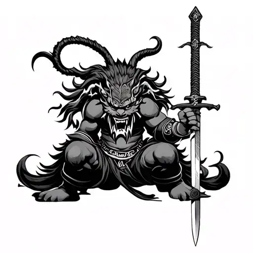 Neo Japanese Oni With A Sword
