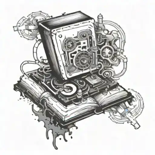 Book Surrounded By Motherboard Circuit