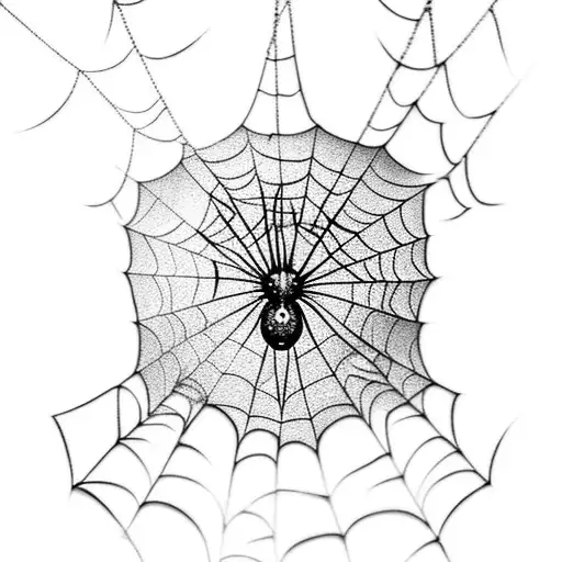 Spiderweb With Chains On Fire And Gems In The Corners