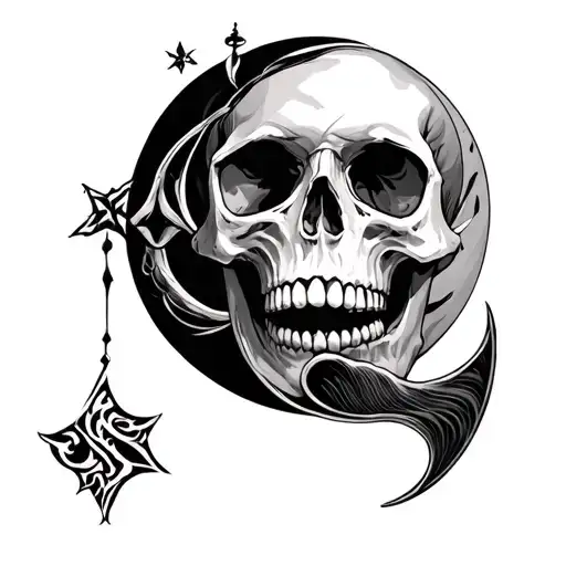 Skull And Crescent Moon