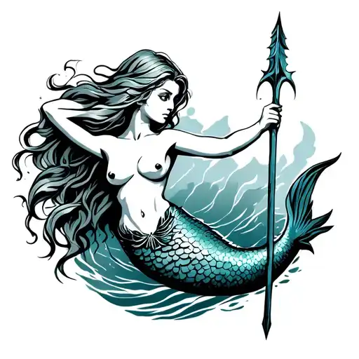 Mermaid Holding A Spear
