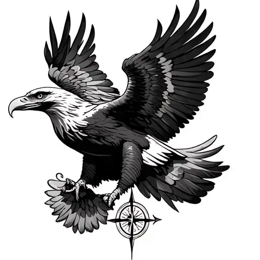 Eagle On The Back With A Compass