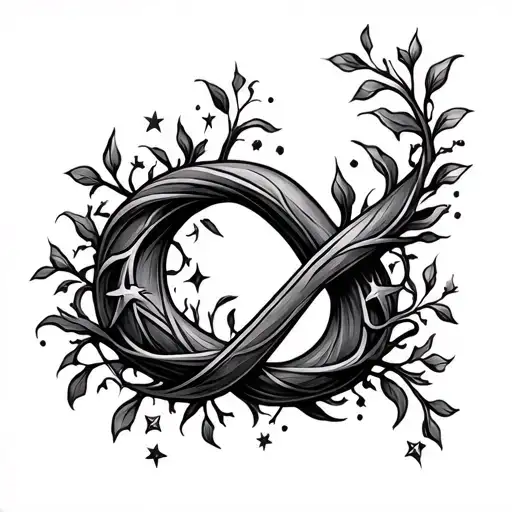 Infinity Symbol Intertwined With Vines And Stars Forming The Shape