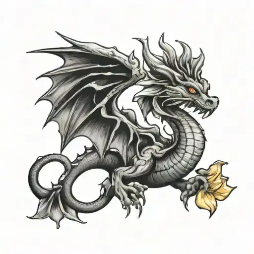 Welsh Dragon With Daffodil Flowers