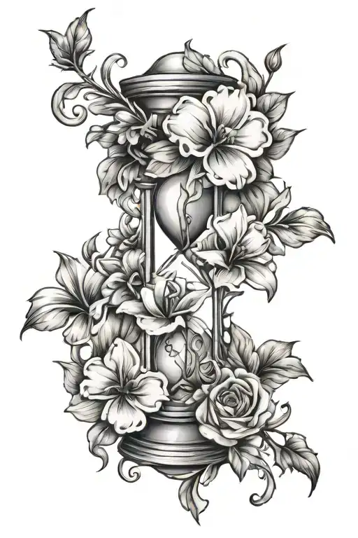 Soft Flowers Wrapped And Cross And Hourglass