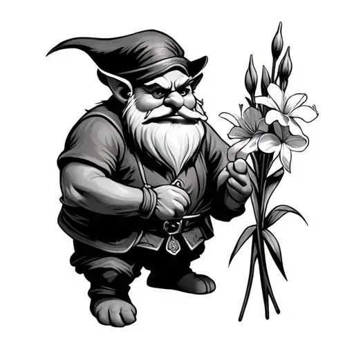 Disney Grumpy Dwarf Holding Gladioli Flowers