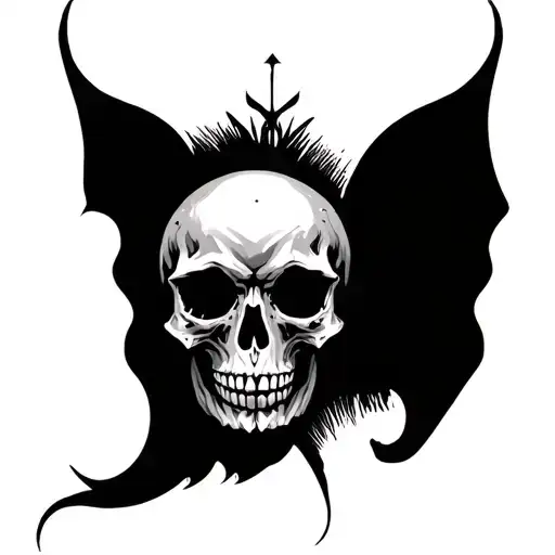 Skull Gemini Tattoos Facing Slightly Outward From One Another