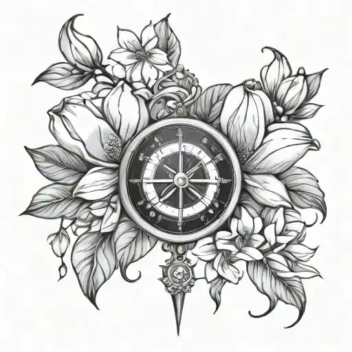 Magnolia Flowers And Compass