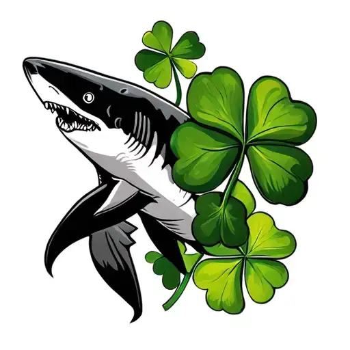Hammerhead Shark And Four Leaf Clover