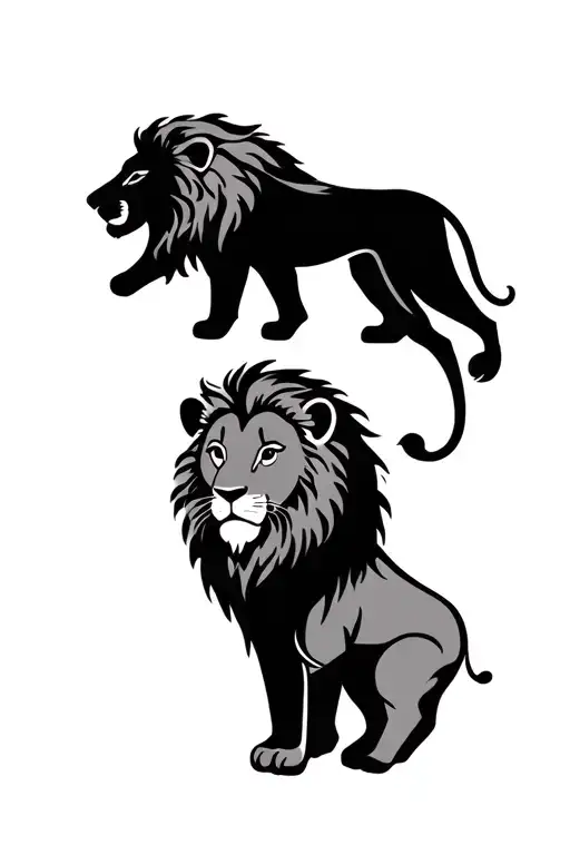 Lion And Lion Cub Protection Symbol