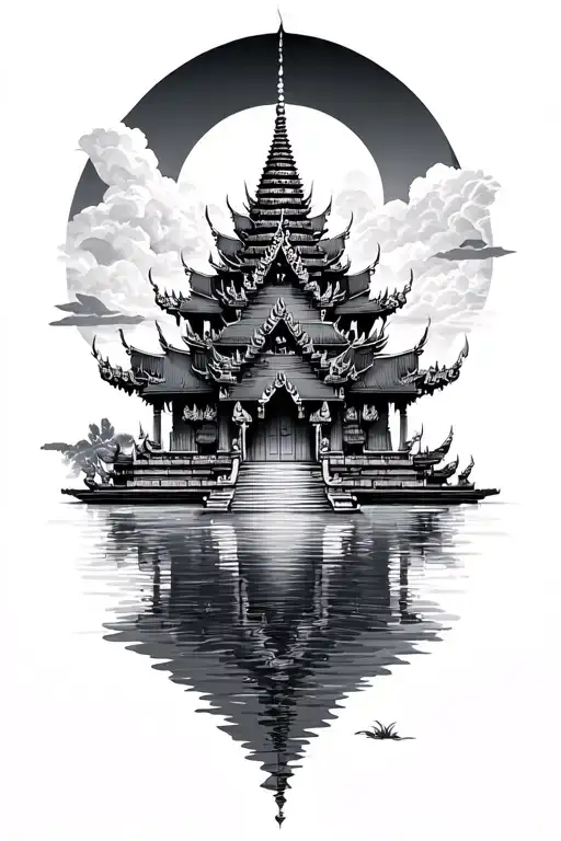 Thai Temple With Sea