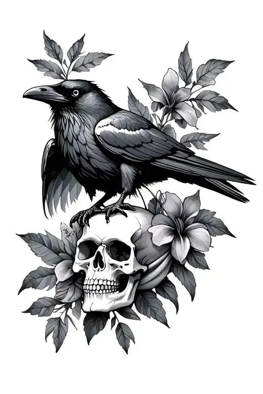 A Raven With A Skull And Belladonna And Nightshade