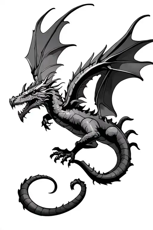 Dragon Flying Up Side Profile