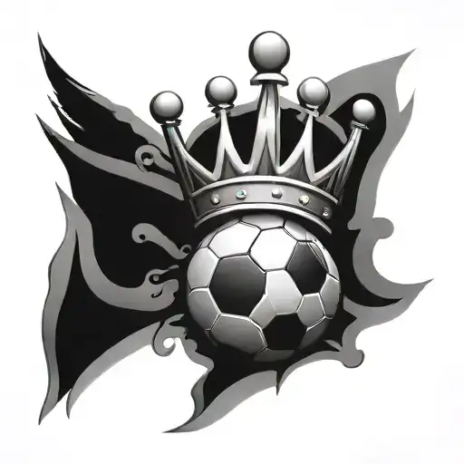 A Combination Of A Football And A Crown Symbolizing Victory In Black-grey Style