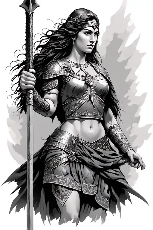 Female Roman Warrior Wielding Spear