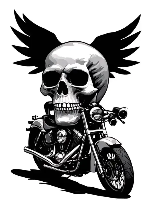Skull Triskel And Motorcycle