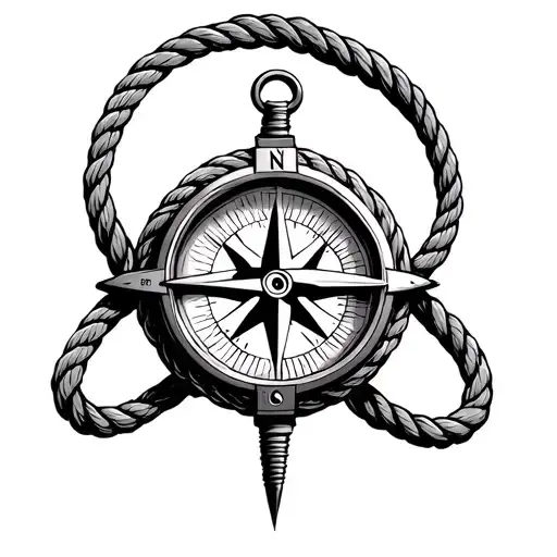 Compass With Rope Around It In Background