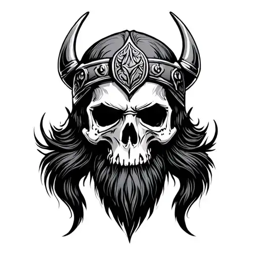 Bearded Viking Skull Drawings