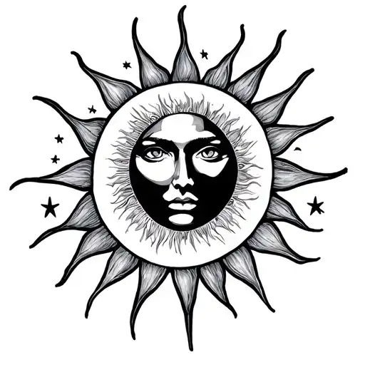 Fine Line Sun With Stars