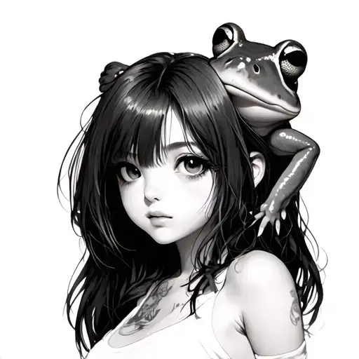 Anime Girl With Frog On Her Head