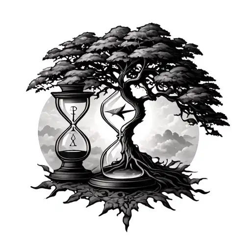 Tree In An Hourglass With Sagittarius Sign