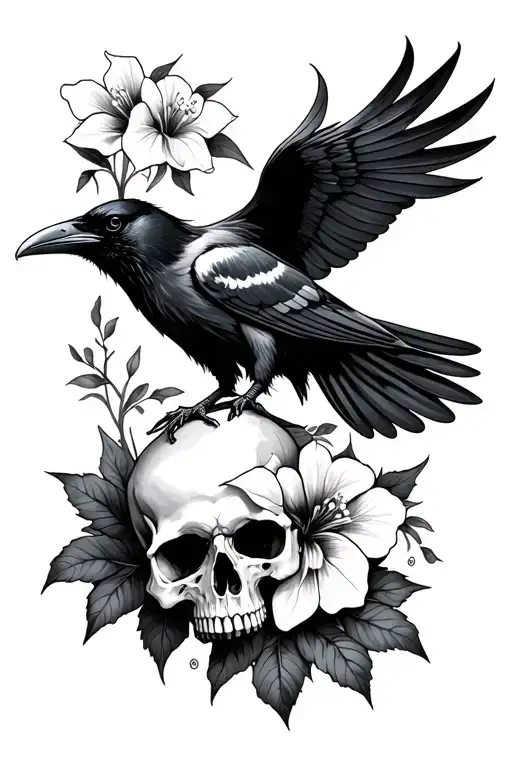 A Raven With A Skull And Belladonna And Nightshade