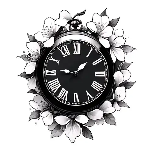 Clock And Cherry Blossom